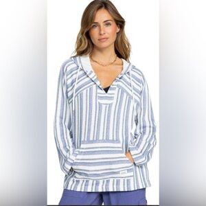 New Roxy Wild and Free Hooded Striped Poncho Size XL